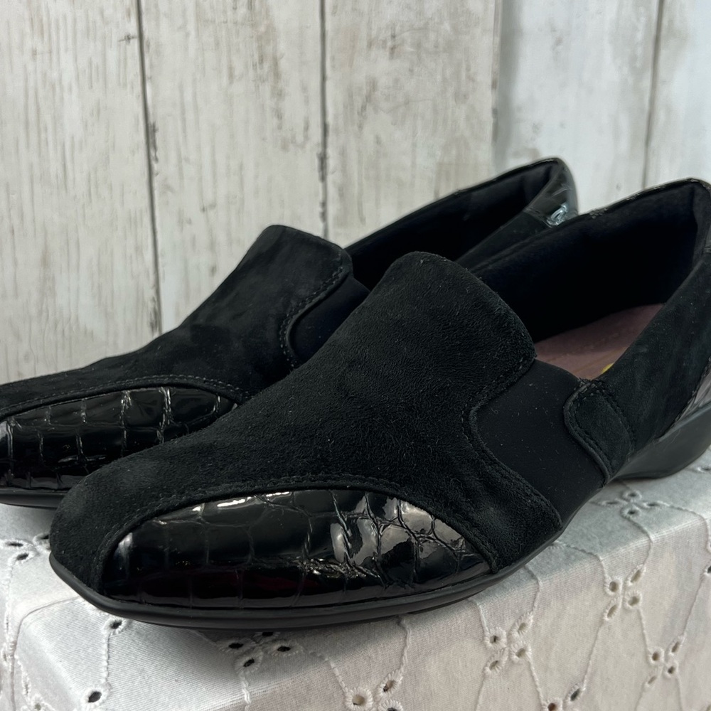 Clarks Shoes Womens 9 Black Leather Wedges Everyday Comfort Active Air, Office